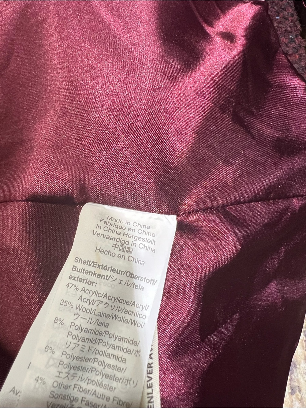 J. Crew Nalya Wool Burgundy Boucle Double-Breasted Pea Coat 0 - Picture 5 of 10